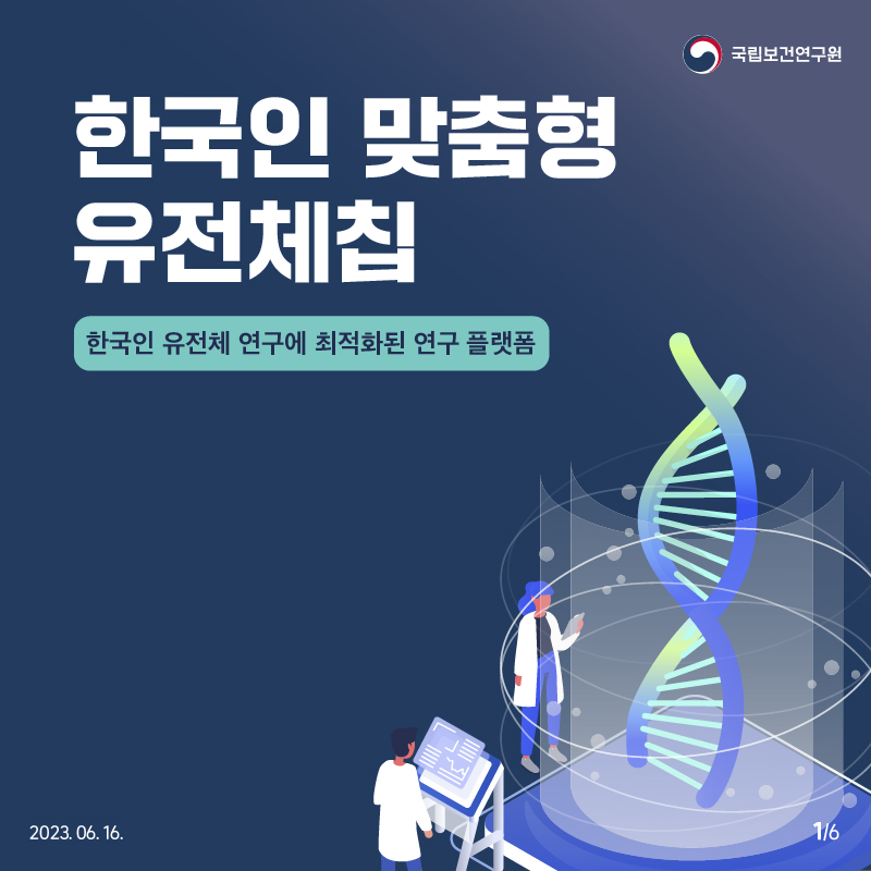 국립보건연구원 / 한국인 맞춤형 유전체칩. 한국인 유전체 연구에 최적회된 연구 플랫폼. 2023.06.16. 1/6